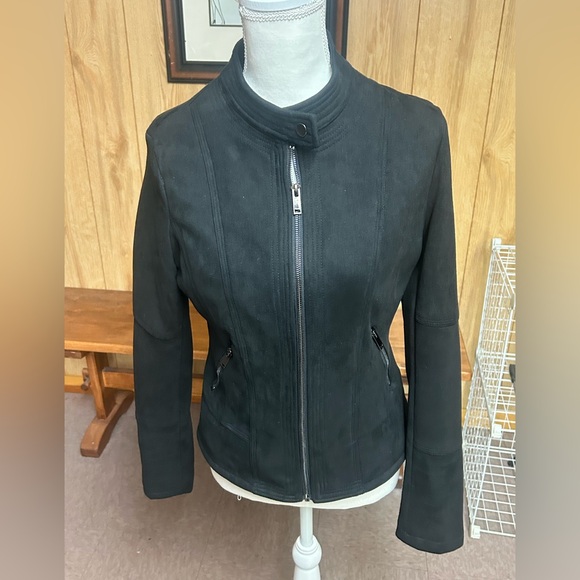 Coalition LA Black Faux Suede Moto Jacket Size L - Picture 5 of 10